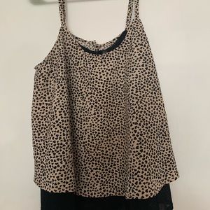 NWOT flowy beige and black heart cami